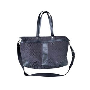 Coach Black Baby Bag with Textured Material and Sturdy Handles signature